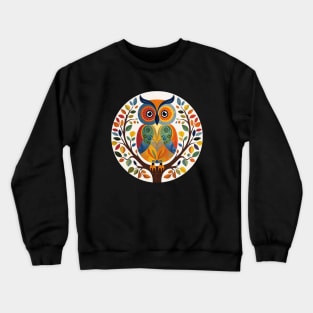 Folksy Owl in a Tree Crewneck Sweatshirt
